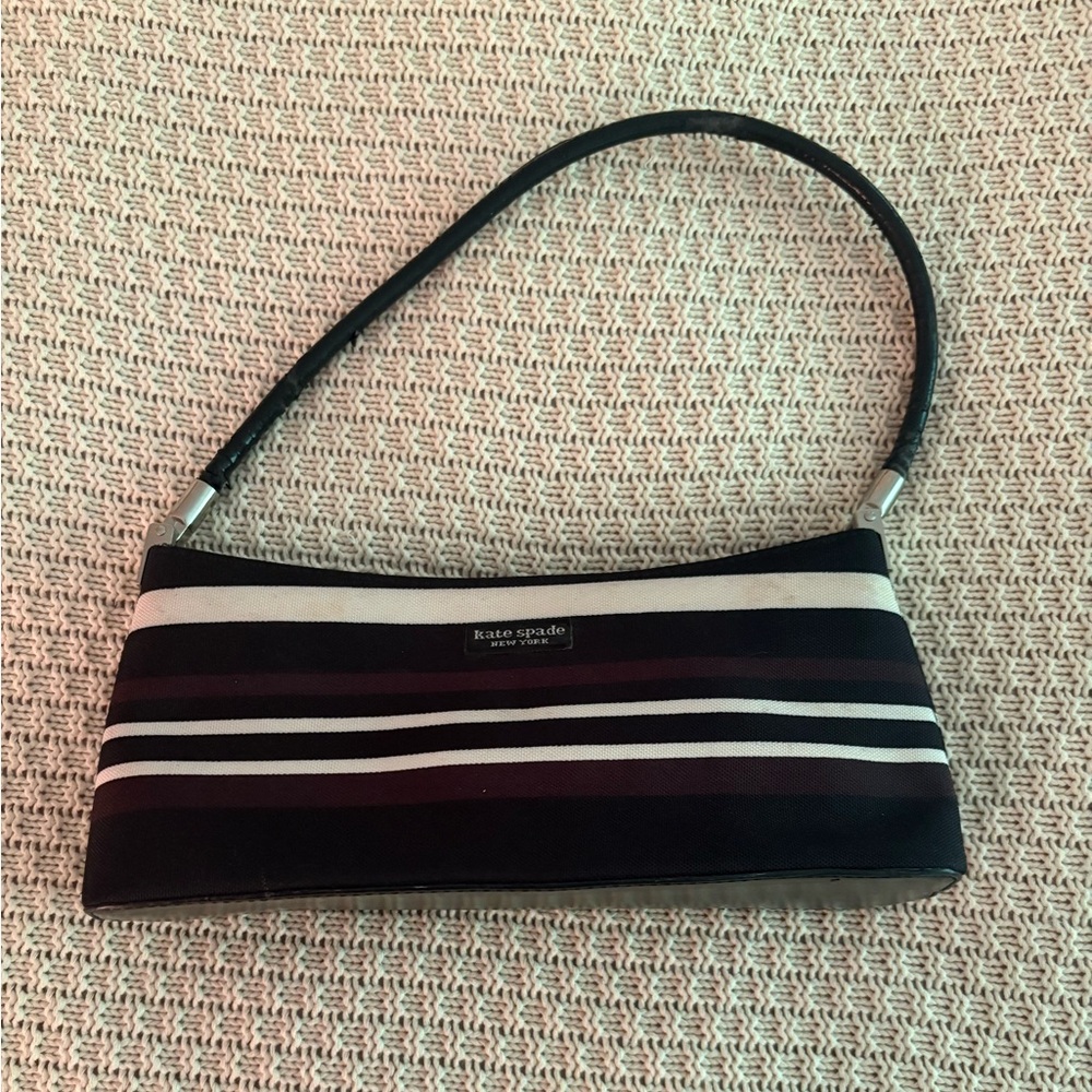Kate Spade Black and White Striped Shoulder Bag